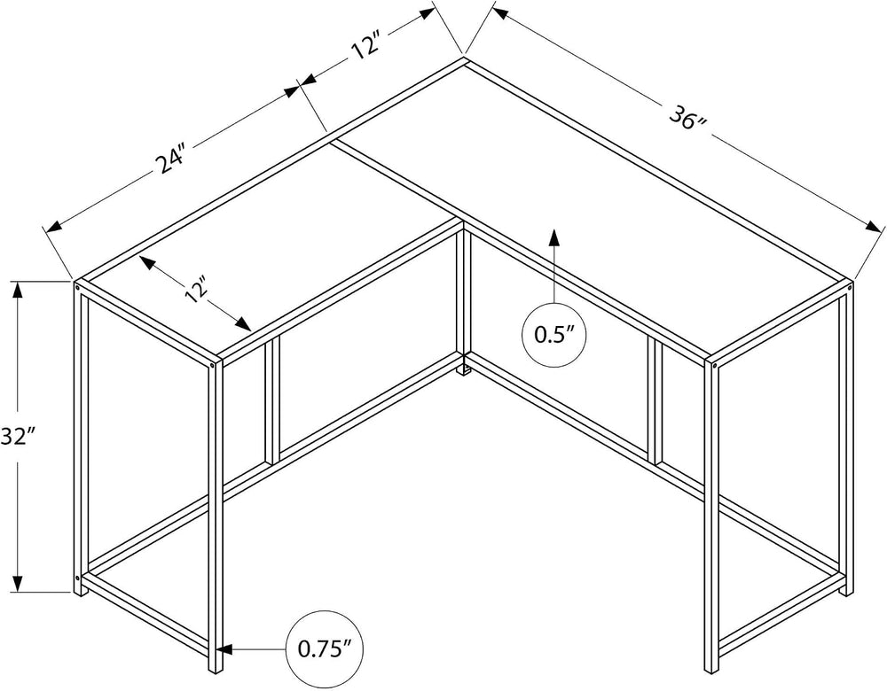 32” Tall Narrow Table, L-Shaped Thin Table for Corner, Narrow Console Table f...