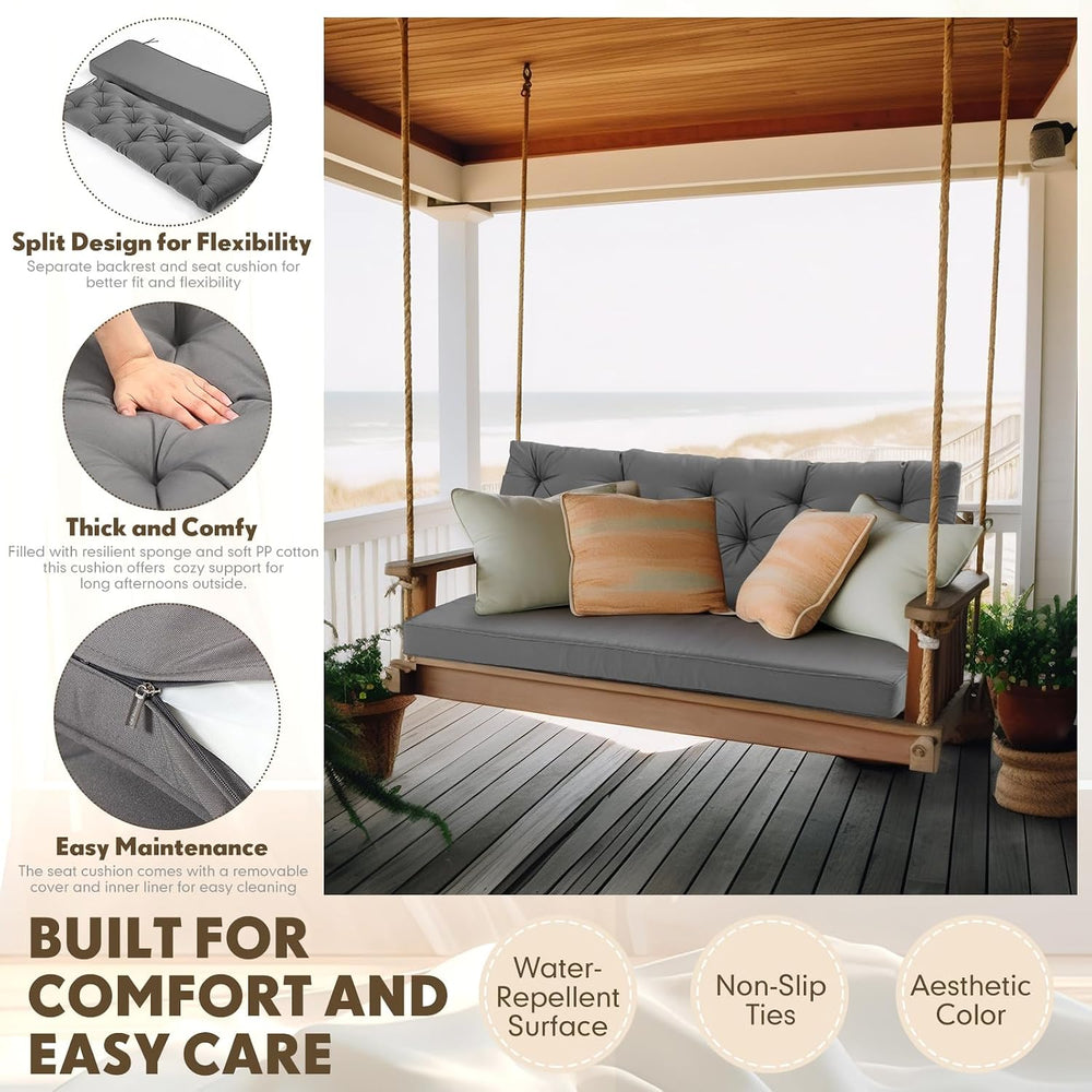 Wenqik 2-3 Seater Porch Swing Cushions with Backrest, Gray