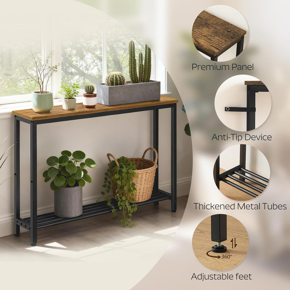 YATINEY Narrow Console Table, 2-Tier Small Sofa Table, 39.4" Thin Entryw...