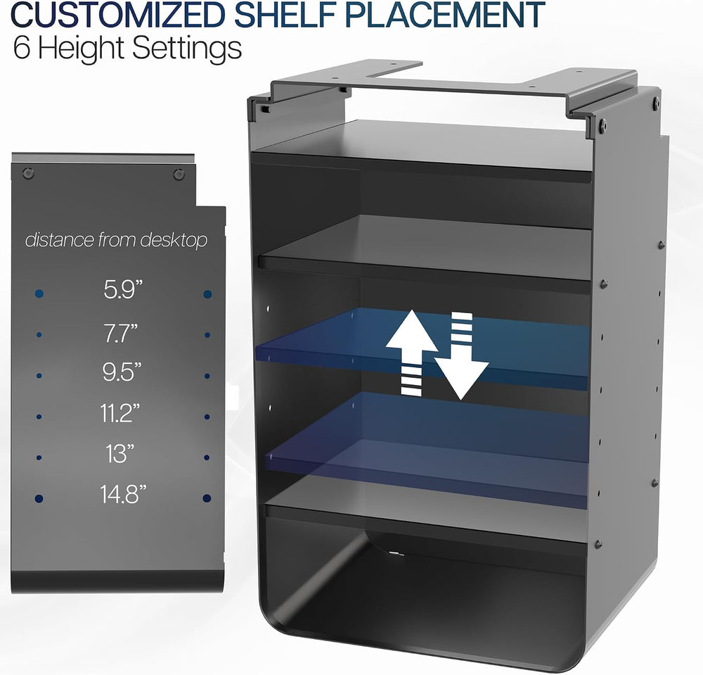 VIVO Under Desk Storage Cabinet, High Capacity Shelving Unit with Height Adju...