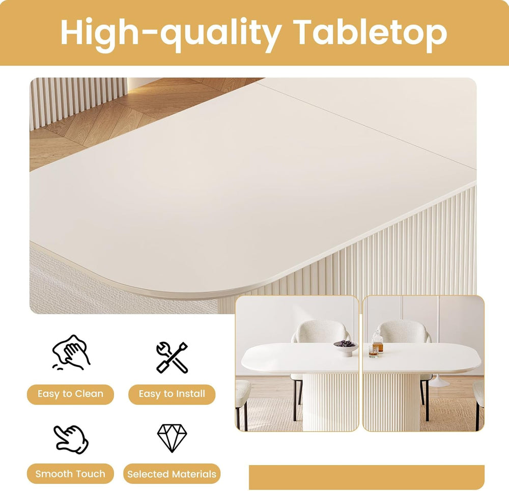 86" Oval Dining Table with 6 Chairs, Modern Kitchen Table Set, Luxury Re...
