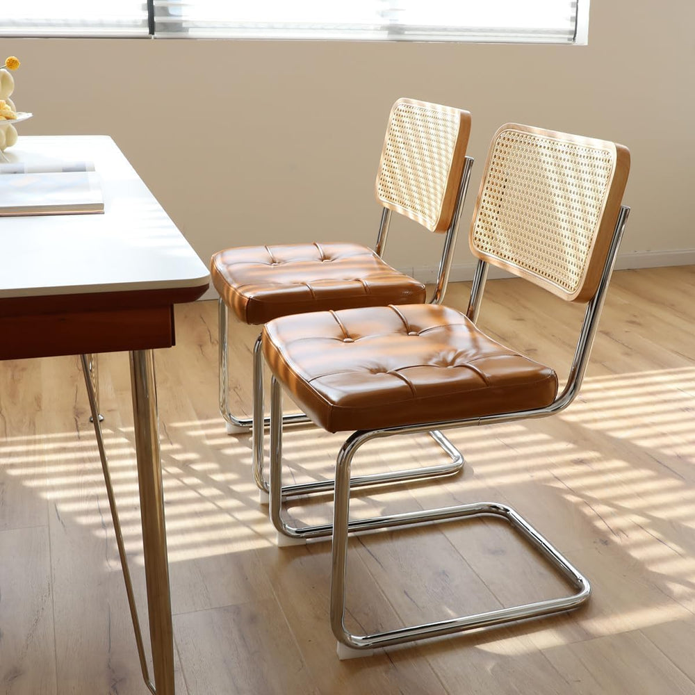 HAZO Mid Century Modern Dining Chairs Set of 2, Velvet Rattan Dining Room Kit...