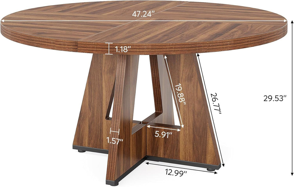 Lailang 47 Inch Dining Table, Round Kitchen Table, Dining Room Table for 4, R...