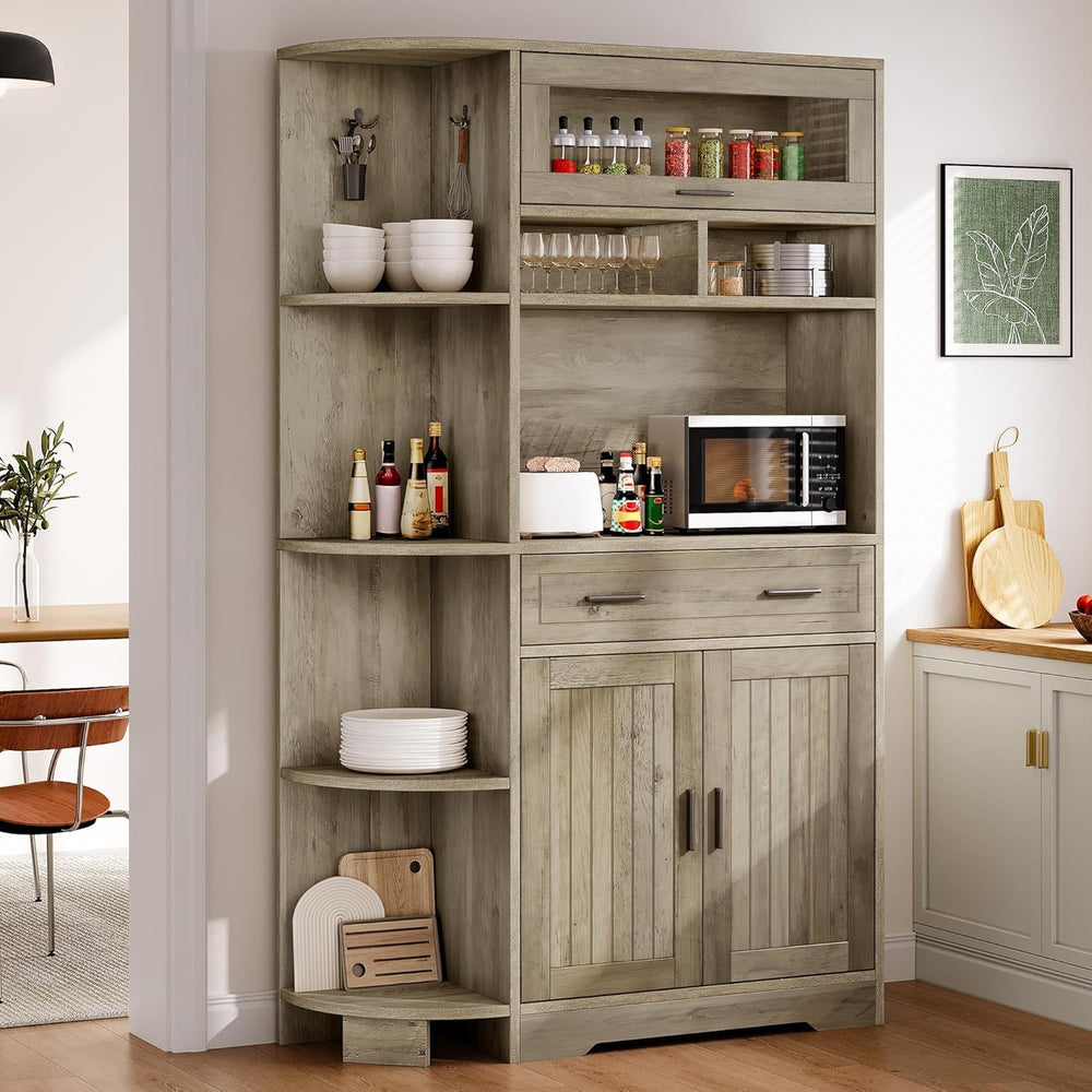 YITAHOME Kitchen Pantry Storage Cabinet, 67" Tall Kitchen Hutch with Out...