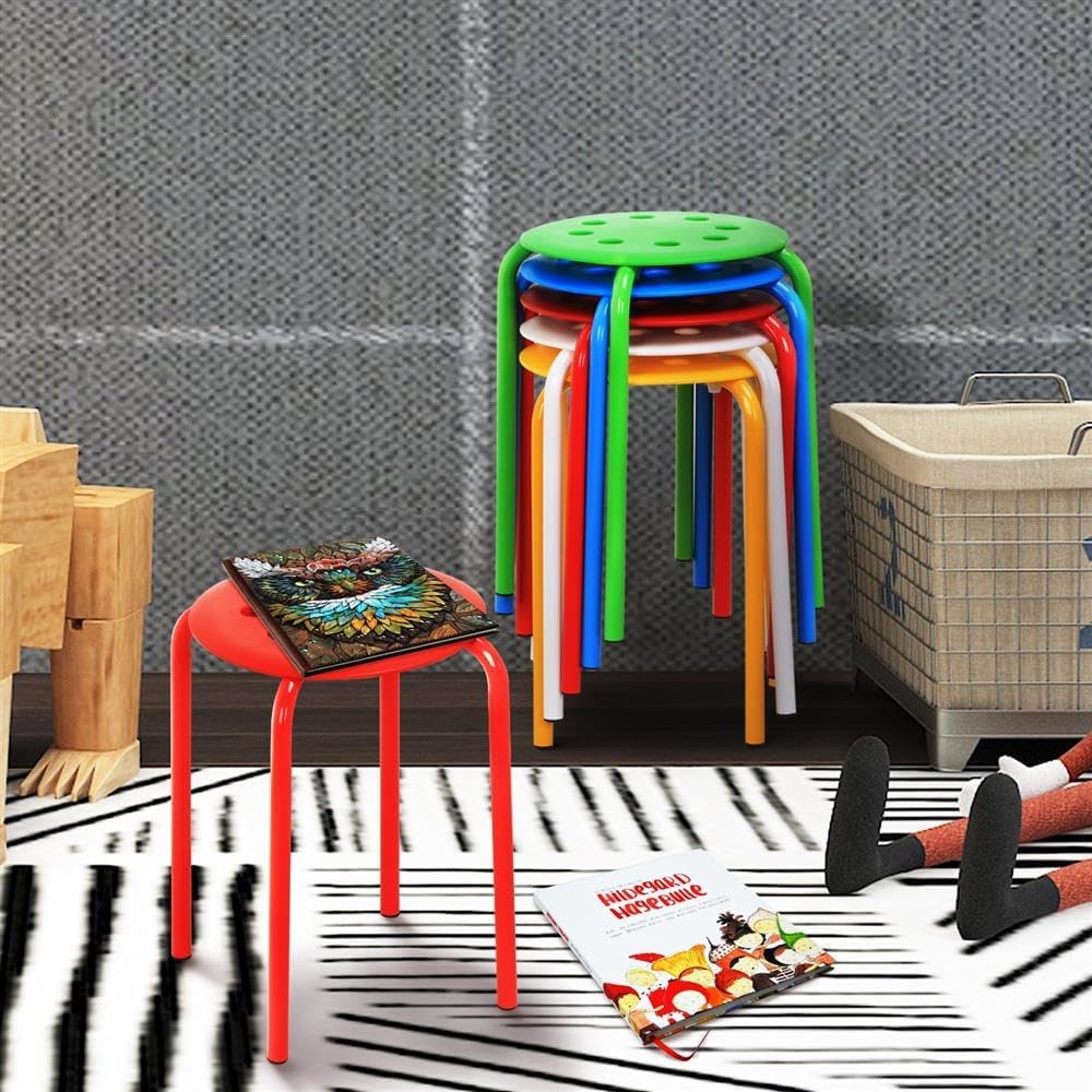 Yaheetech Stackable Stools Set of 5, Classroom Flexible Seating, Multicolor