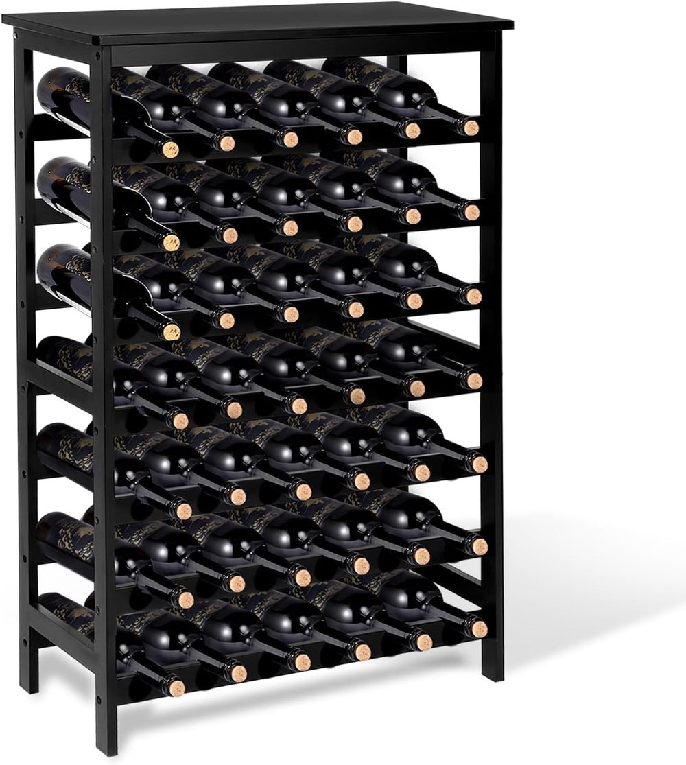 Bamboo Wine Rack Freestanding Floor, 7-Tier 42-Bottle Wine Storage Shelf with...