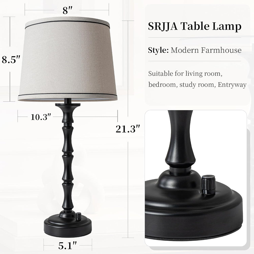 SRJJA 21.3" Small Farmhouse Table Lamps Set of 2 for Bedroom Living Room