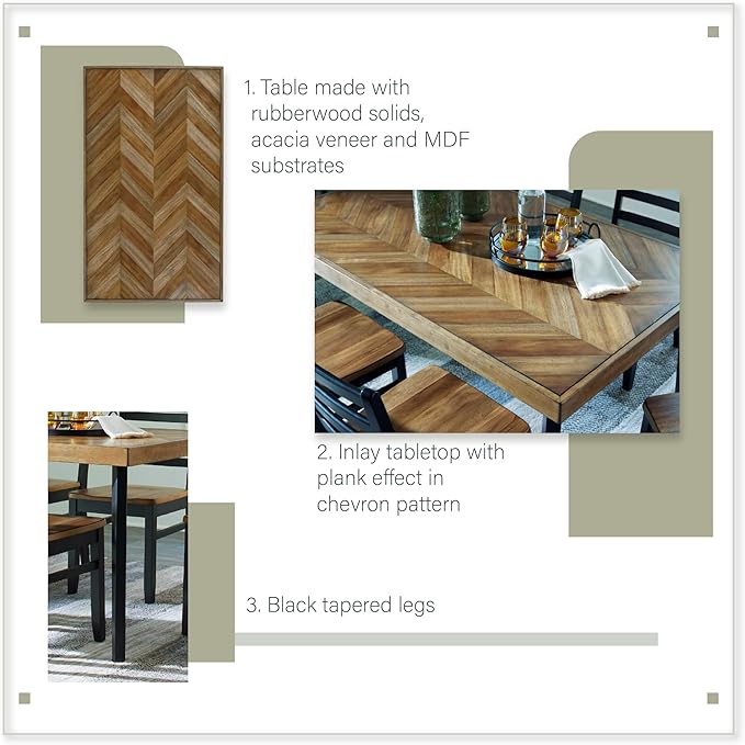 Signature Design by Ashley Blondon Rectangular Dining Room Table Set with 6 C...