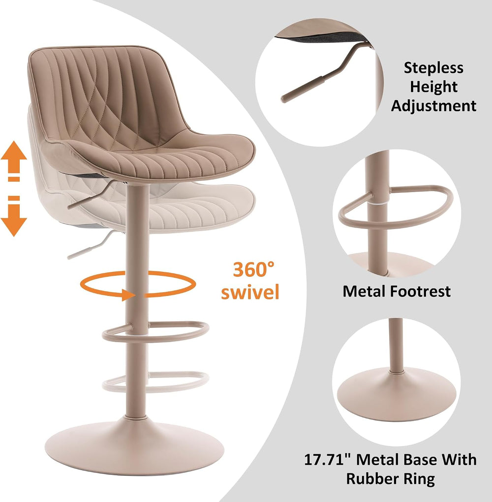 YOUTASTE Bar Stools Set of 2, Adjustable Swivel Counter Height Barstools with...