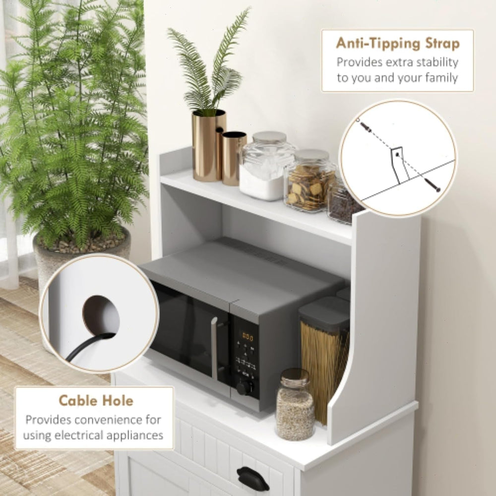 49" Kitchen Microwave Cabinet/Stand with Storage and Drawers, Pantry Sto...