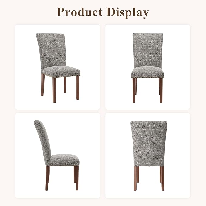 Stylish Dining Chairs Set of 4, Upholstered Parsons Dining Room Chair with Na...