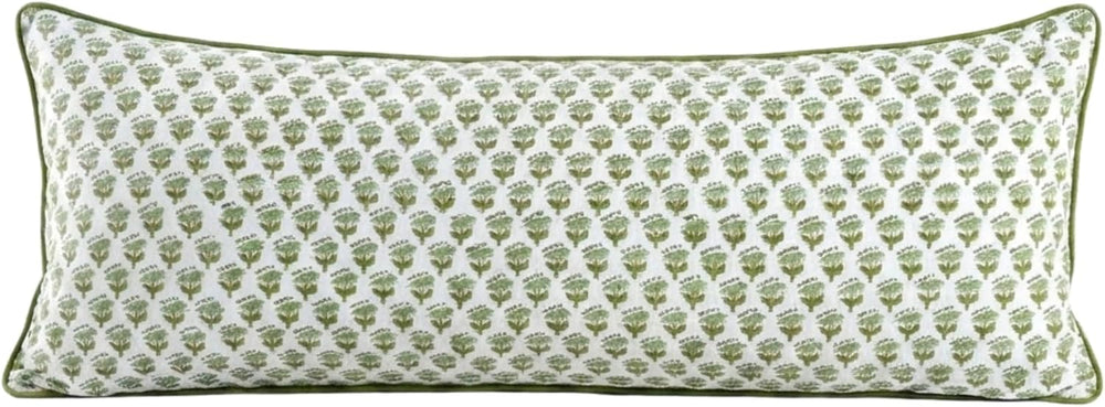 CPC Emerald Green Block Print Pillow Sham Cover 14x36 Inch, Pack of 1