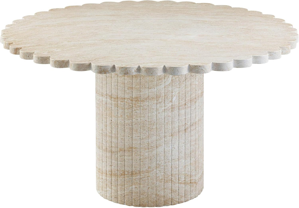 First of a Kind 54" Round Concrete Table in Travertine Finish - Modern D...