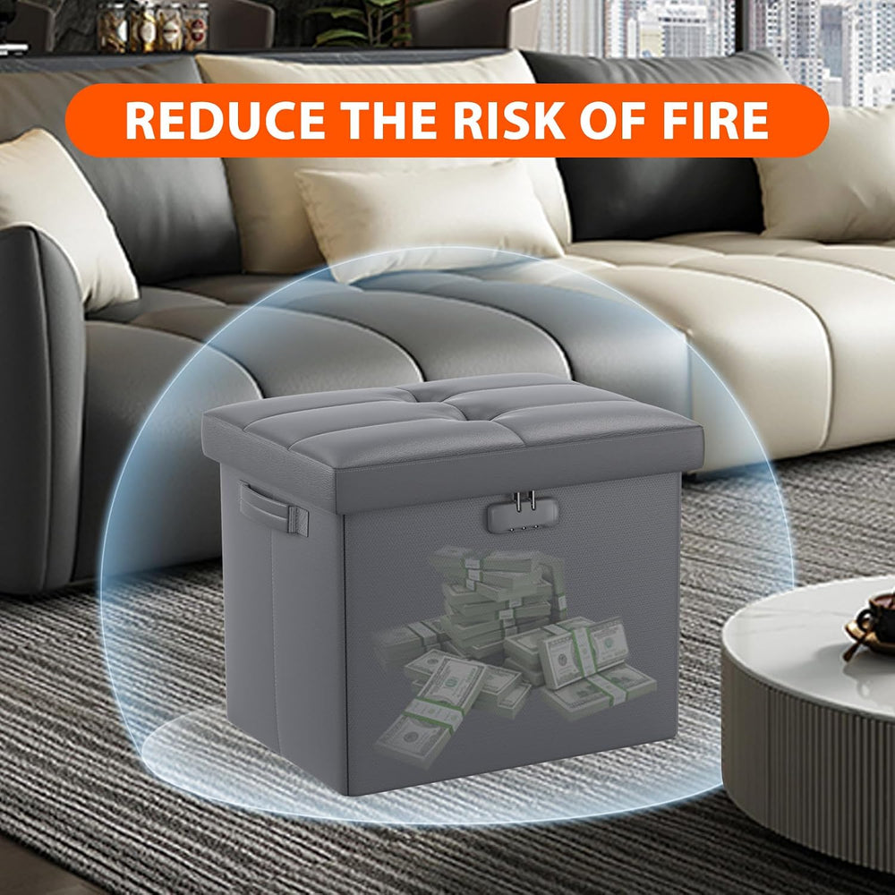 DocSafe Storage Ottoman with Lock,Fireproof Folding Ottoman Foot Rest Stool S...