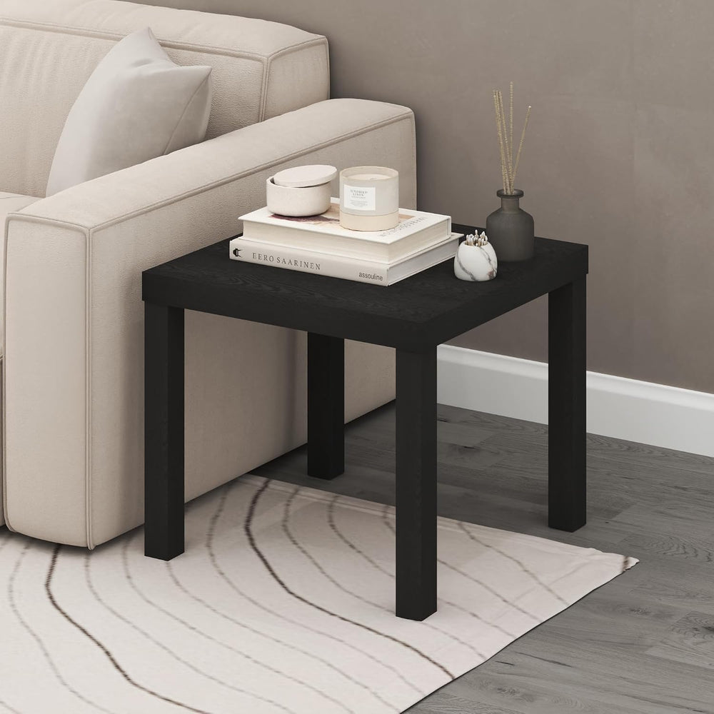 Furinno Classic Homey Square Parsons Side End Table, Set of 2, Black