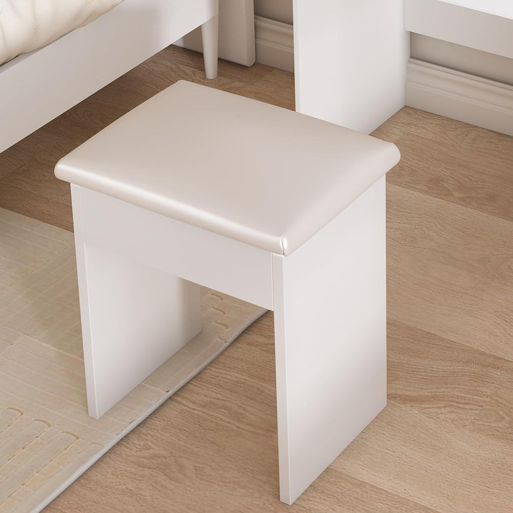 Small Makeup Vanity Desk with Mirror and Lights, Vanity Table Set with Storag...