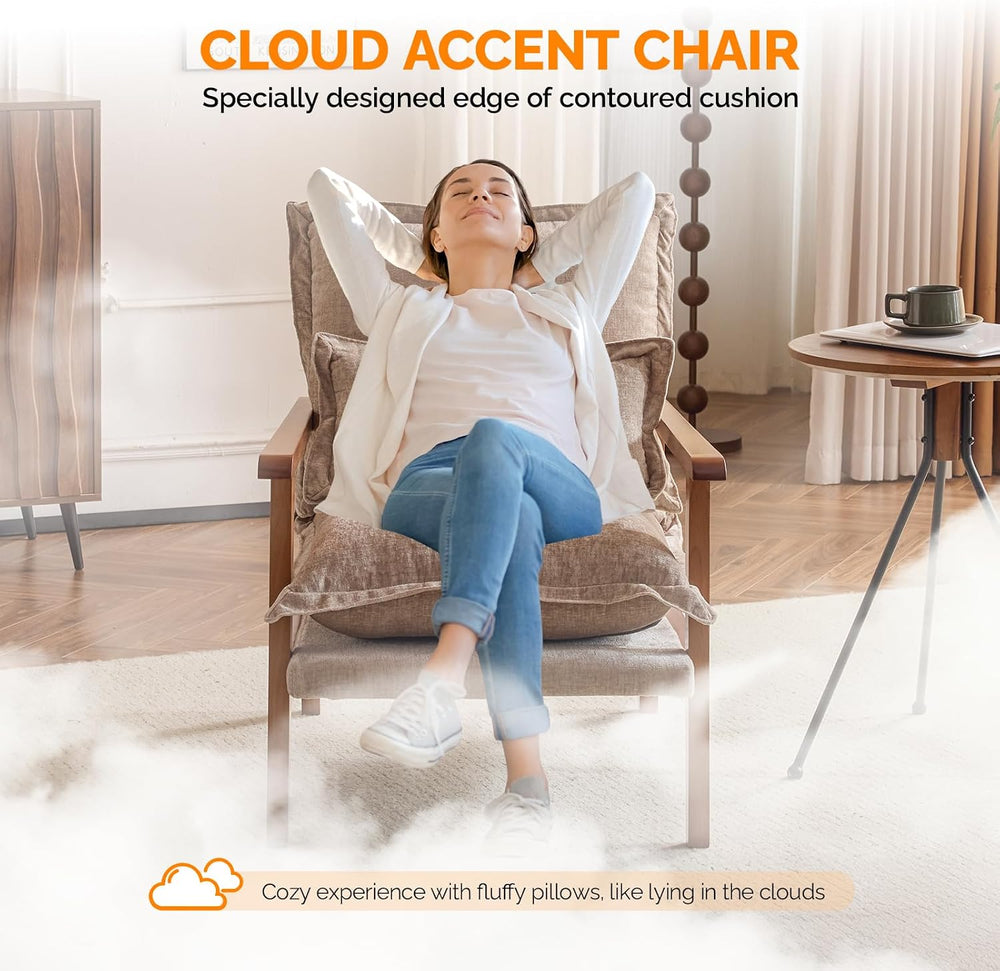 VINGLI Mid-Century Modern Cloud Accent Armchair with Lumbar Pillow, 6.3'&...