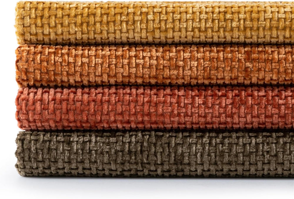 MIULEE Decorative Chenille Fall Pillow Covers Orange Brown 18x18 Pack of 4