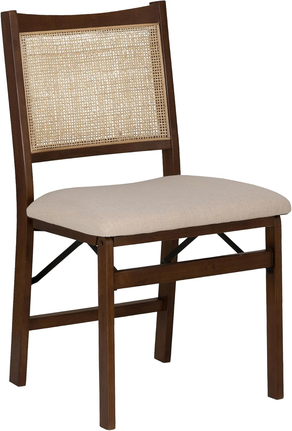 Powell Kasi Brown and Natural Rattan Cane Fully Assembled Foldable Wooden Din...