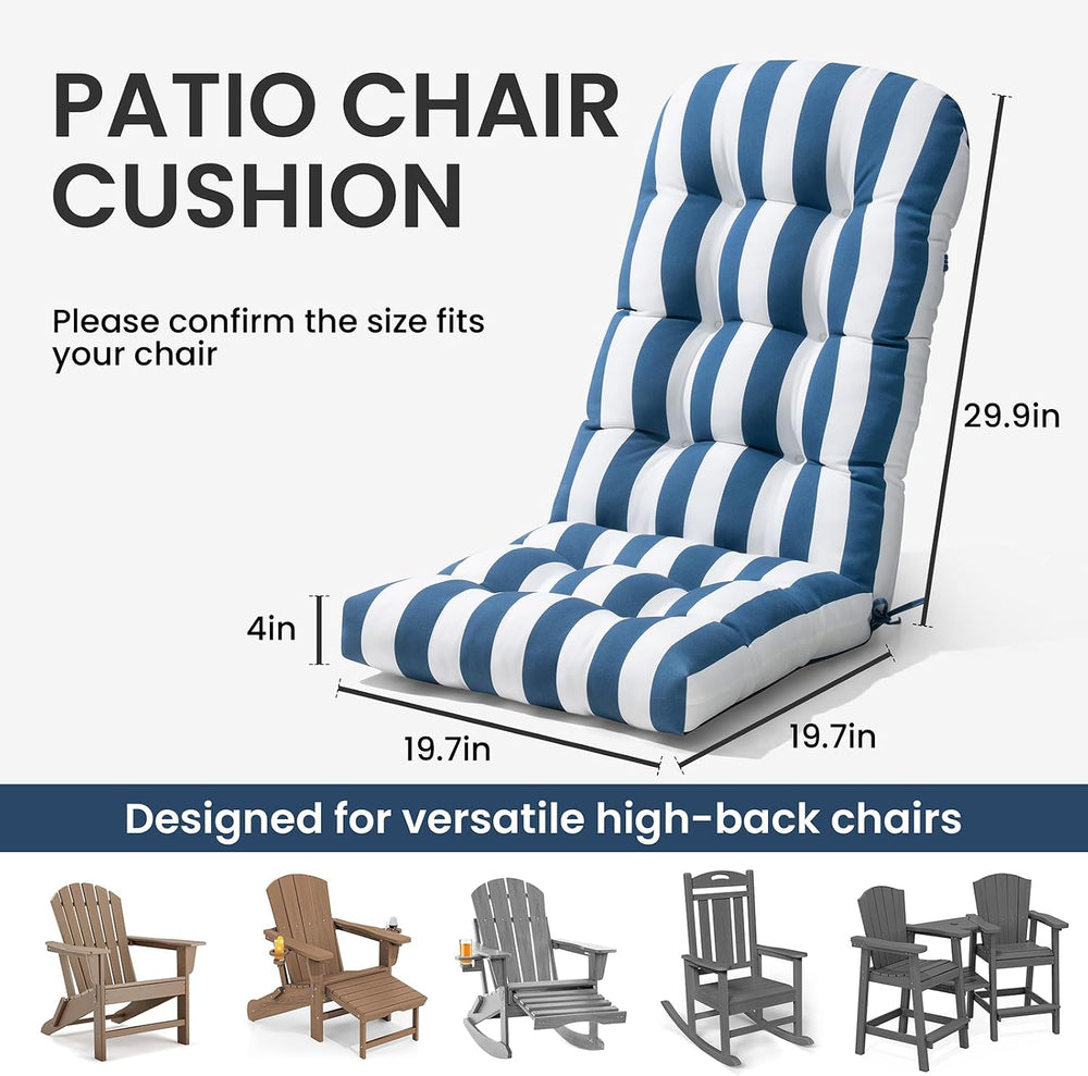 50x20x4 In Adirondack Chair Cushion Set of 2, Thick Outdoor Chair Cushion