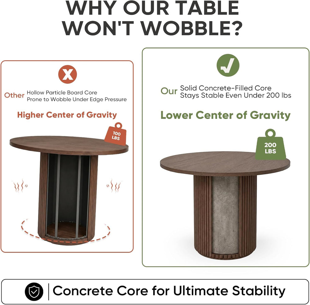 Comfy to go 40 inch Round Dining Table, Pedestal Dining Table with Concrete C...