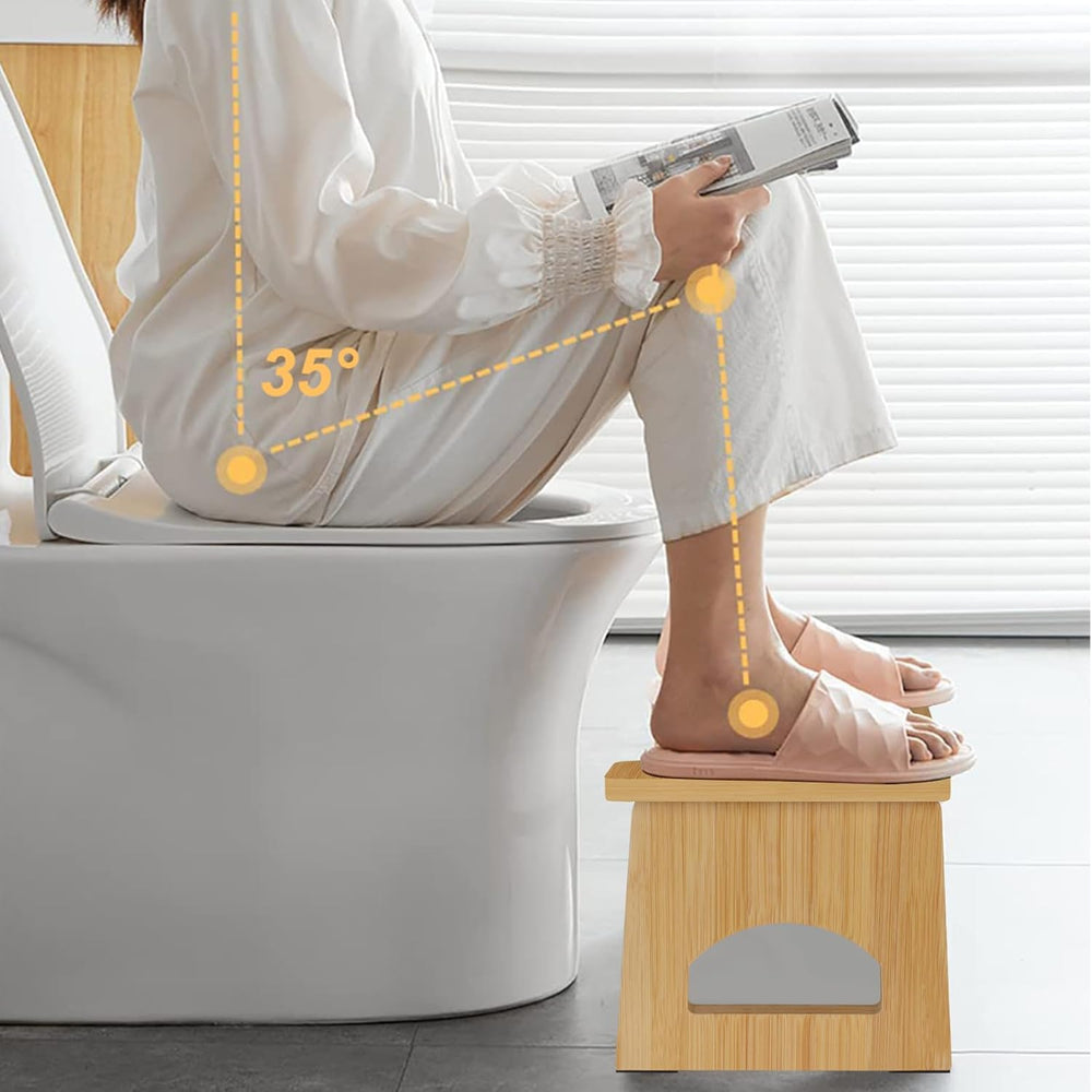Foldable Toilet Stool, Poop Stool for Bathroom, Bamboo Toilet Stool Squat Adu...