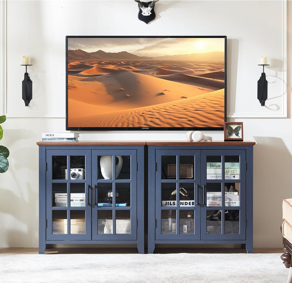 Joaxswe Large Sideboard Buffet Cabinet with Storage, 32" Farmhouse Navy ...