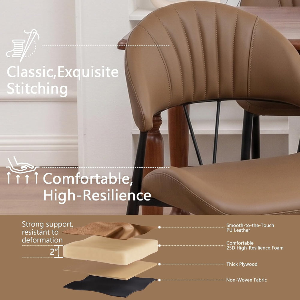 PU Leather Dining Chairs Set of 4, Mid Century Modern Dining Chairs with Stit...