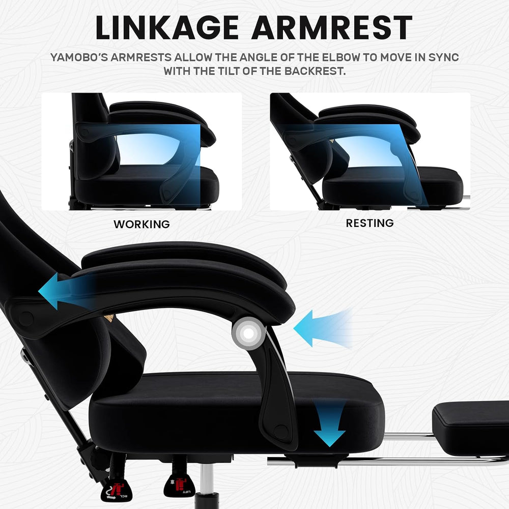 Gaming Chair with Footrest, Game Chair with Lumbar and Headrest Massage Suppo...