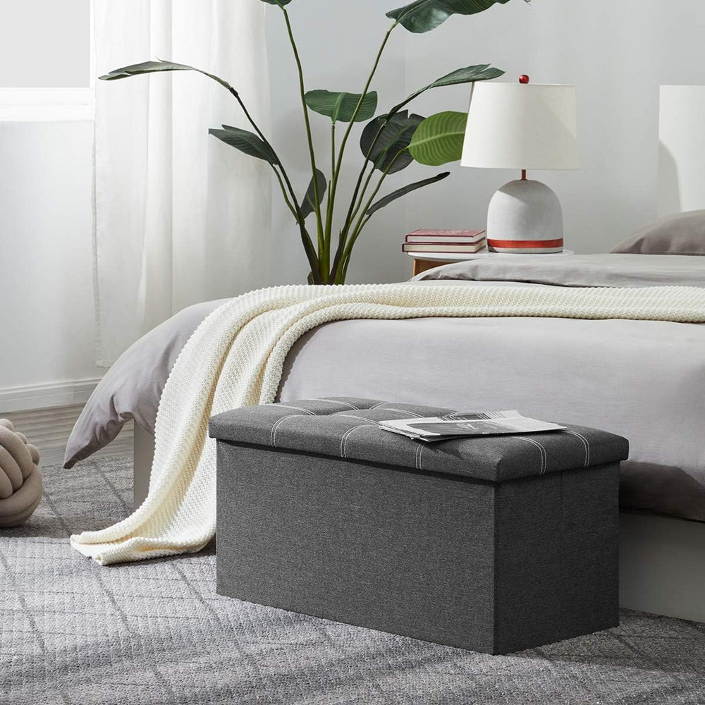 YOUDENOVA Ottoman with Storage, 30" Storage Ottoman Bench, Linen Gray | ...