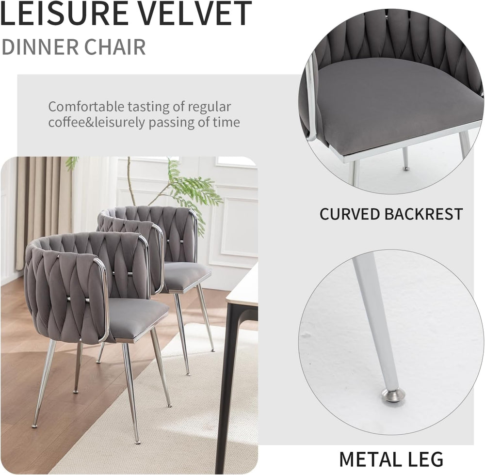 Velvet Dining Chairs Set of 6, Upholstered Dining Room Chairs with Metal Legs...