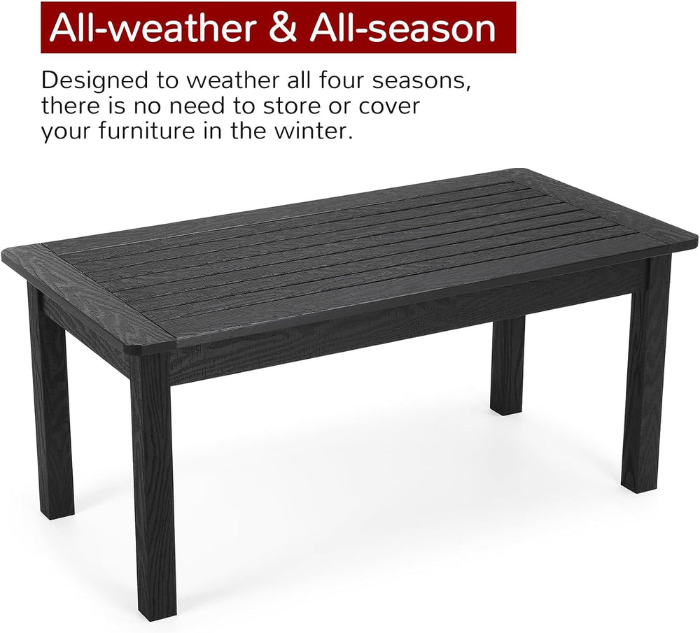 Stoog Outdoor Coffee Table, All-Weather Poly Lumber Patio Side Table, Rectang...