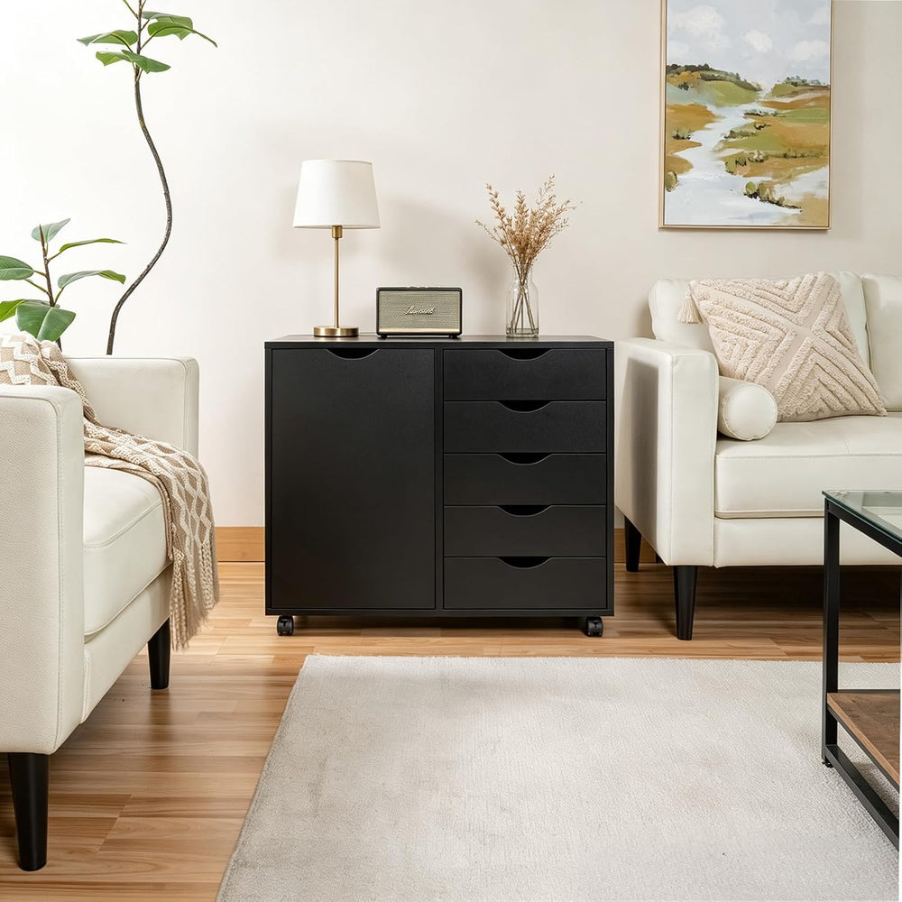 5 Drawer Wood Storage cabinets, Chest of Drawers for Home Office, Printer Sta...