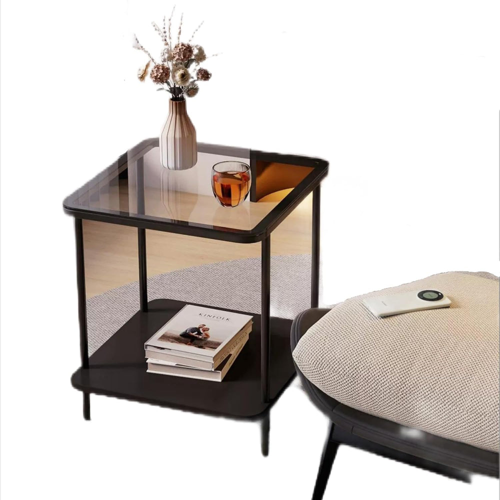 EASYSOUL Small Square Glass Coffee Tables for Living Room, 15.75 x 15.75 x 20...