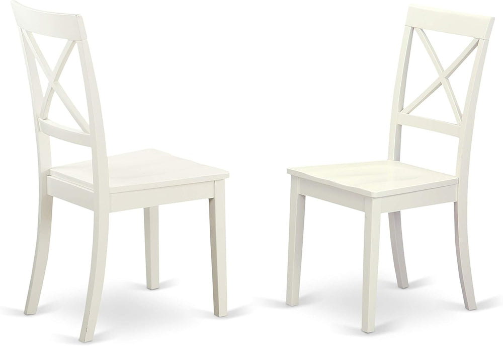 East West Furniture DLBO3-WHI-W 3 Piece Dining Room Table Set Contains a Roun...