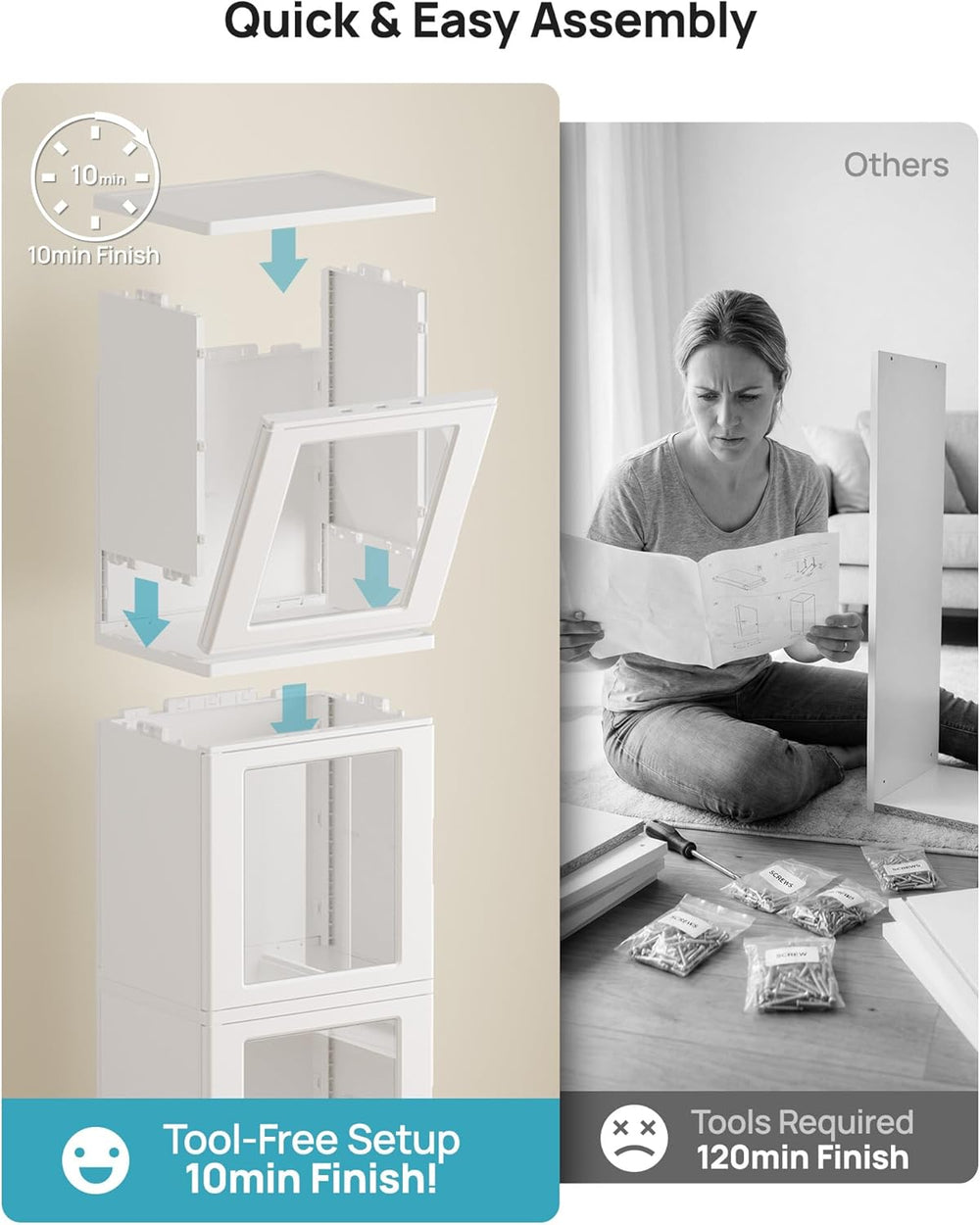 Vtopmart 63.2" Tall Slim Bathroom Storage Cabinet with 4 Adjustable Shel...