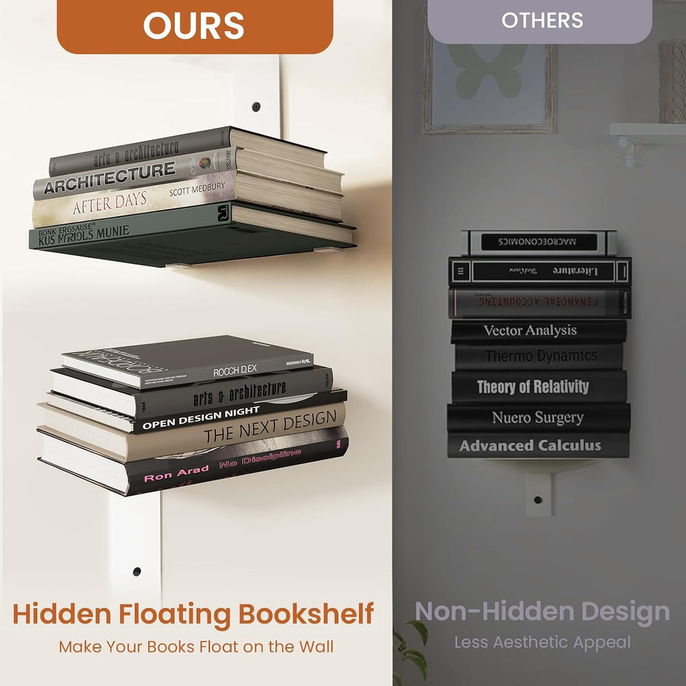 Wawocs Invisible Bookshelves for Wall, 8 Tier Floating Bookshelf Made of Heav...