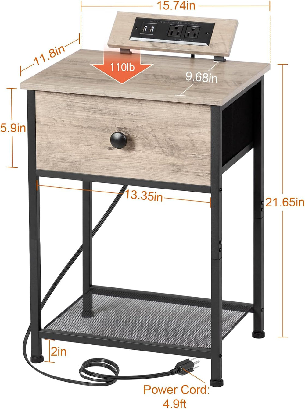 AMHANCIBLE Night Stand, End Tables Living Room Set of 2, Small Nightstand wit...