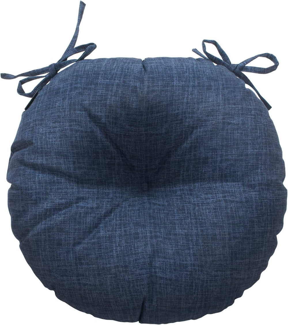Magpie Fabrics Outdoor Round Bistro Seat Cushions with Ties Set of 2, Tufted ...