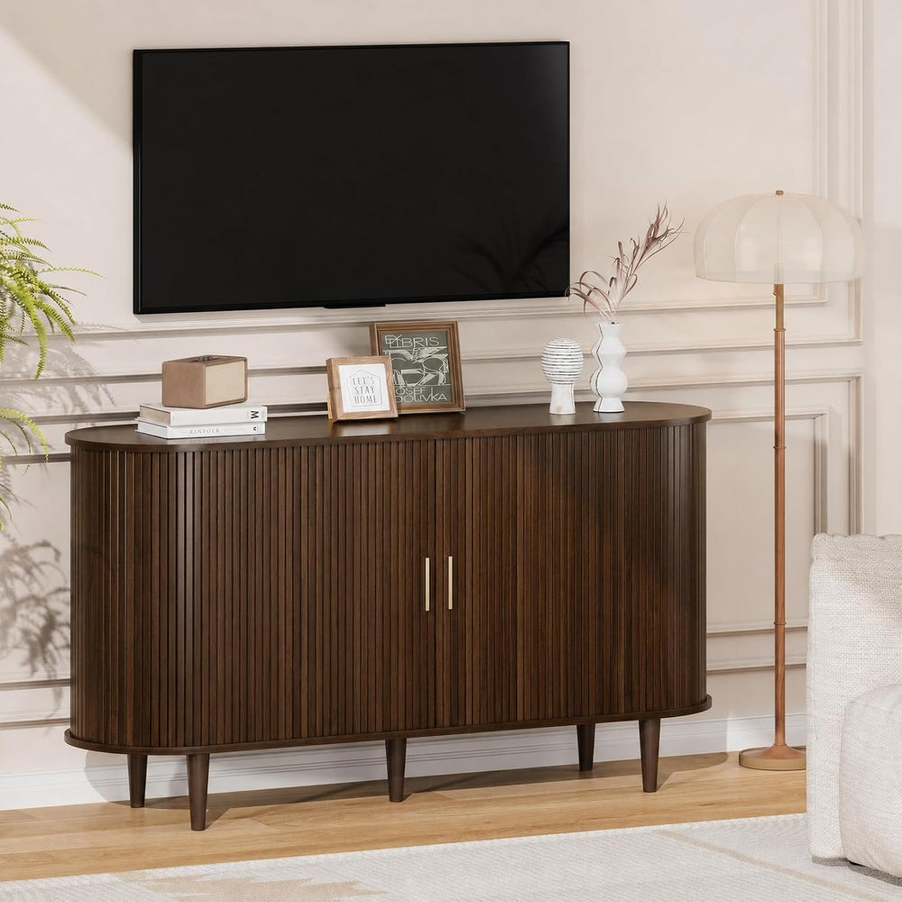 DHH Sideboard Buffet Cabinet with Storage,Mid Century Modern Fluted Accent Co...