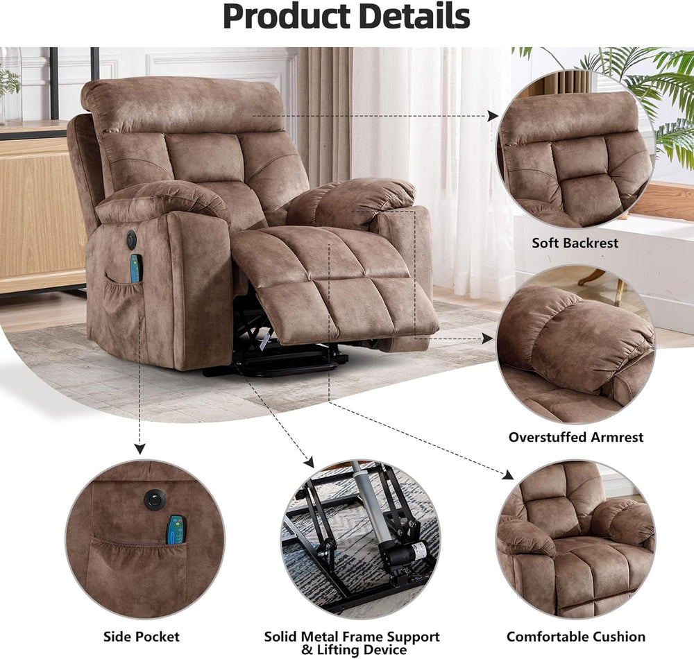 CANMOV Large Power Lift Recliner Chair with Massage and Heat for Elderly Big ...