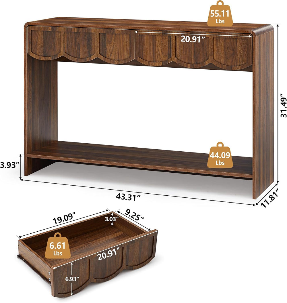 ORRD Console Table with Drawers, Mid-Century 43 Inches Narrow Entryway Tables...