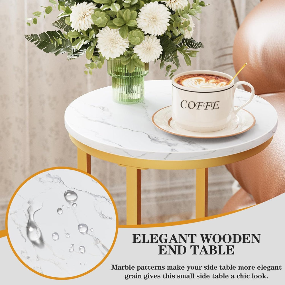 C Shaped End Table, Couch Side Tables for Living Room, Round Sofa End Table w...