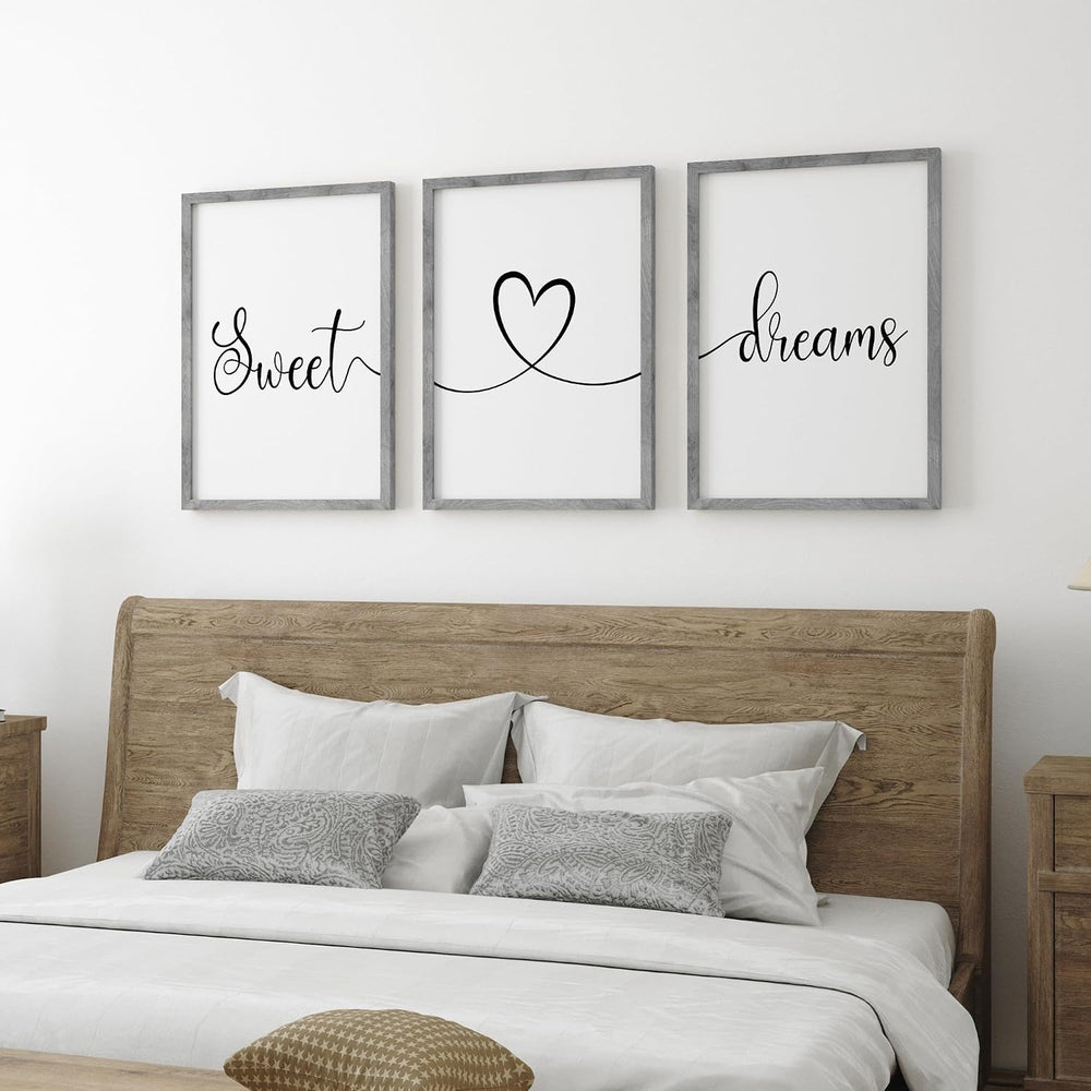 Ronasip Sweet Dreams Wall Decor for Bedroom Set of 3 Framed Wall Art for Farm...