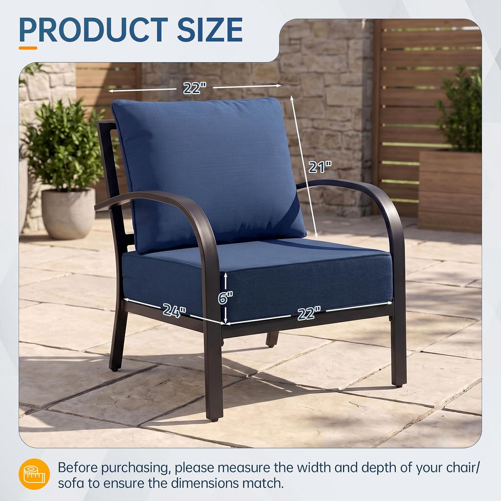Outdoor Chair Cushions, 6 inch Thick Seat Cushion for Outdoor Furniture, Wate...