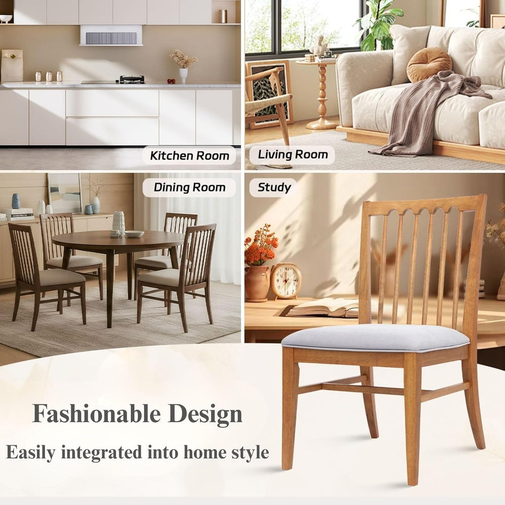 Wood Dining Chairs Set of 2, Upholstered Farmhouse Dining Room Chair, Chenill...