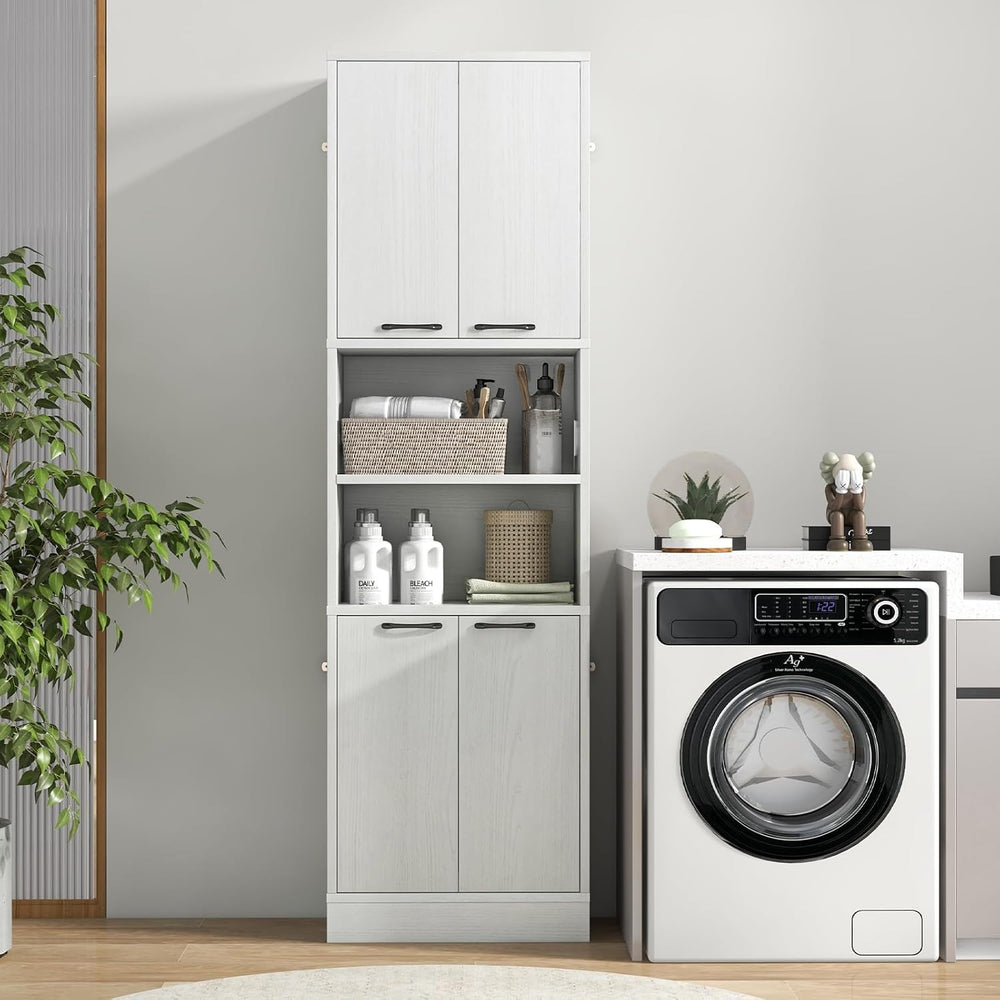 TANGZON 190CM Tall Kitchen Cupboard, 4-Door Storage Cabinet with Enclosed Cab...