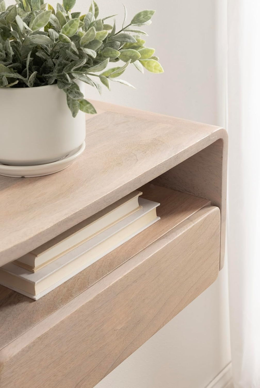 Kate and Laurel Kato Modern Mango Wood Floating Side Table with Drawer, 18 x ...