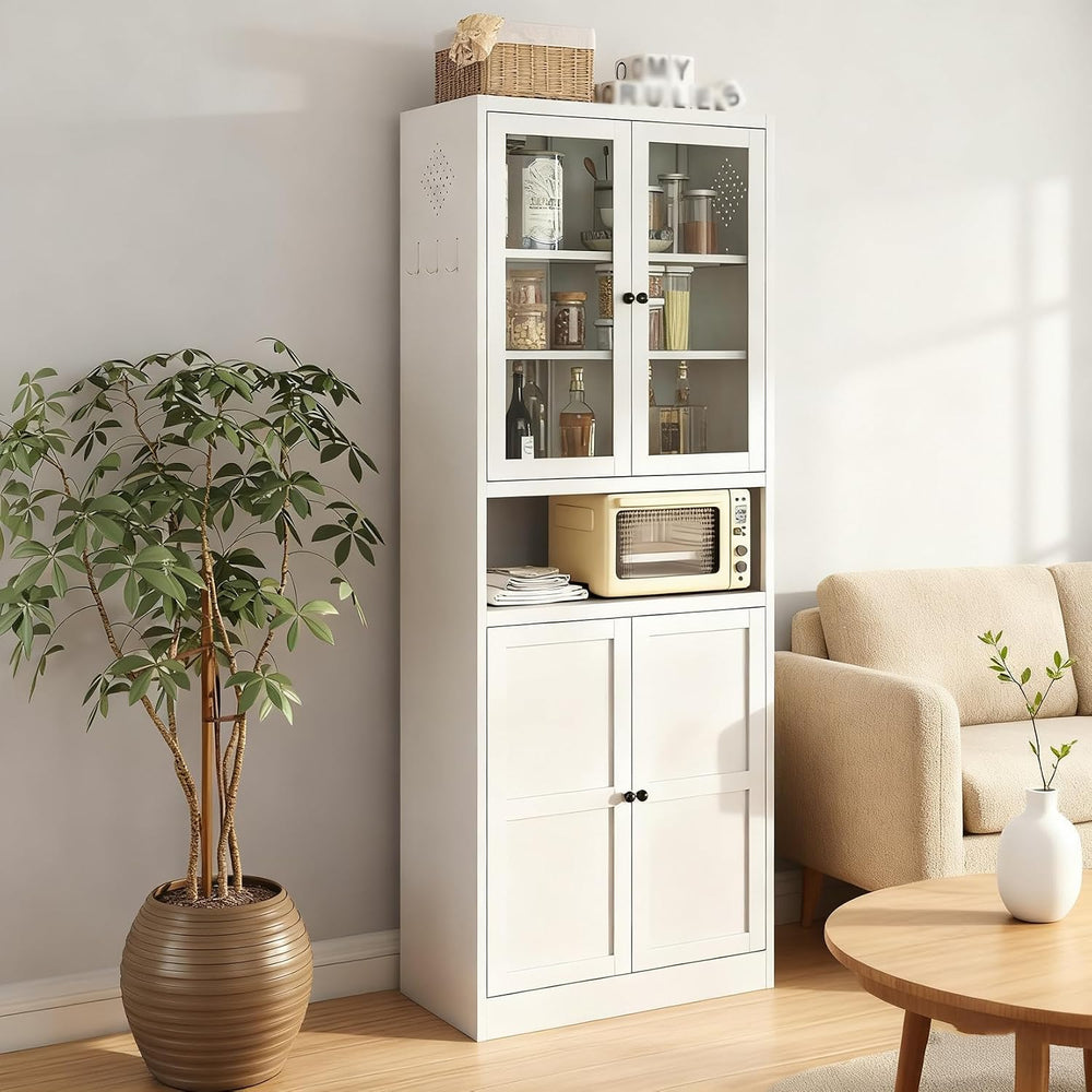 27.56” Metal Pantry Cabinet, 72" H Kitchen Pantry Storage Cabinet with 4...