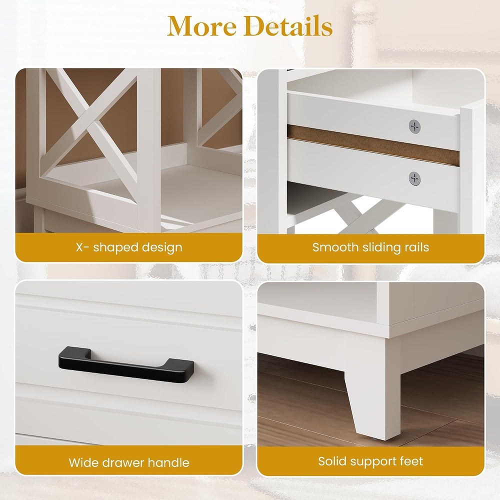 May in Color Nightstand with 2 Drawers, 30" Tall Beside Table for Bedroo...
